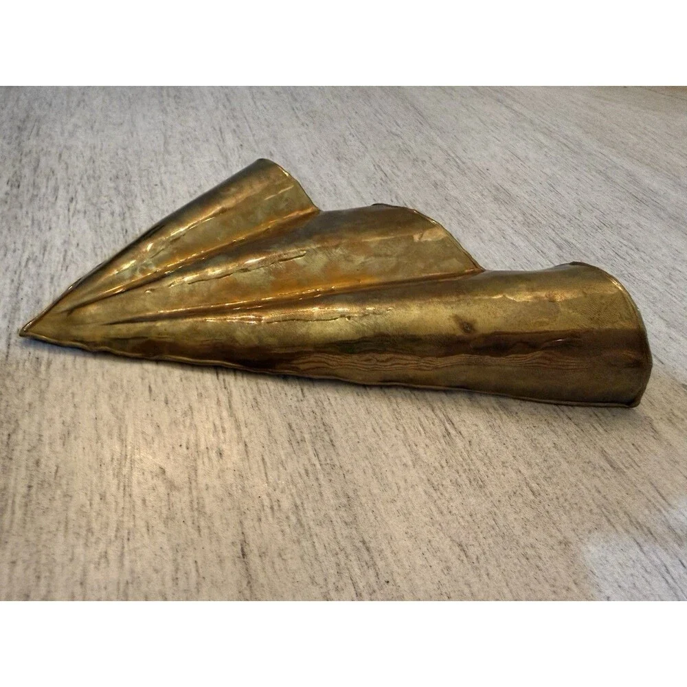 Vintage Brutalist Mixed Metal Belt Buckle Brass Copper Abstract Sculptural Fan